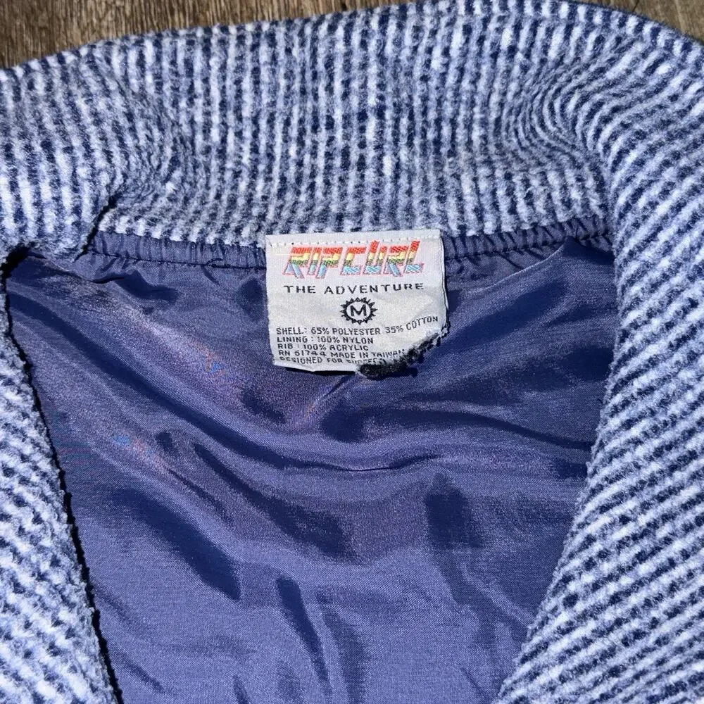 Vintage Rip Curl 80s Quarter Zip Pullover Fleece RARE Medium Striped Surfing
